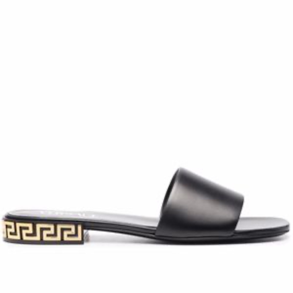 Versace Greca-detail leather sandals - Black